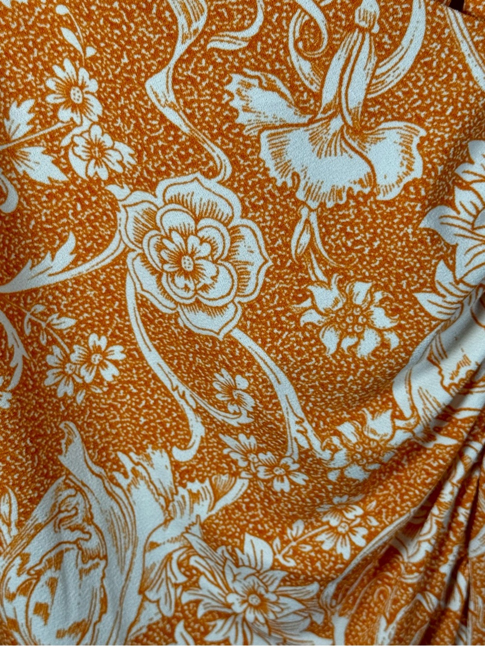 Joie Ruched Cross-Neck Orange and White Floral Midi Slip Dress Size Small - Picture 5 of 8